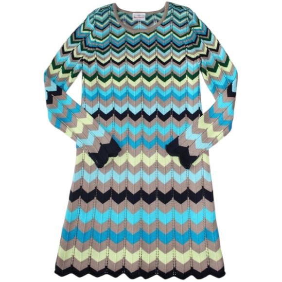 Hanna Andersson Multicolor Chevron Knit Sweater Dress Size 130 Size 8 - Picture 4 of 4